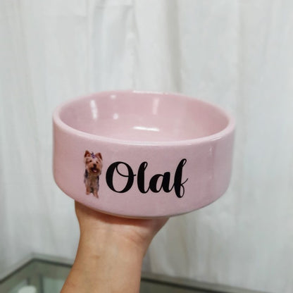 Pet Bowl Mangkok Makan Bahan Keramik untuk Anjing, Kucing, Kelinci, dan Hewan Lainnya - Dilengkapi Tatakan Kayu untuk Makan yang Praktis dan Elegan