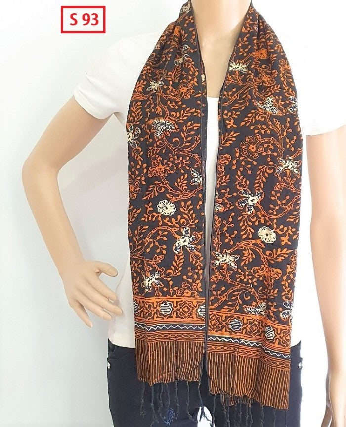 Syal Batik Scarf Batik Motif Etnik Tradisional, Aksesori Fashion Berkualitas, Cocok untuk Pakaian Sehari-hari dan Acara Formal