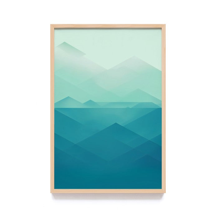 Dekorasi Lukisan Minimalis Warna Toska Wall Decor Simple Frame Kayu, Frame Natural - Hiasan Dinding Elegan dengan Desain Minimalis dan Warna Toska yang Menenangkan