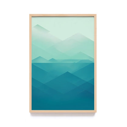 Dekorasi Lukisan Minimalis Warna Toska Wall Decor Simple Frame Kayu, Frame Natural - Hiasan Dinding Elegan dengan Desain Minimalis dan Warna Toska yang Menenangkan