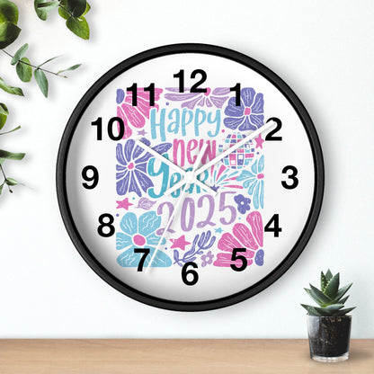 Boho Happy New Year 2025 Wall Clock