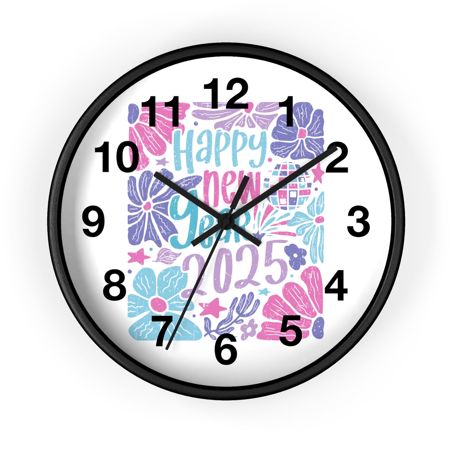 Boho Happy New Year 2025 Wall Clock