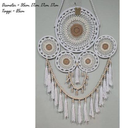 Wall Decor Hiasan Dinding Dream Catcher Macrame Sedang, Macrame Dreamcatcher Hiasan Rumah untuk Sentuhan Bohemian dan Estetik di Interior Anda