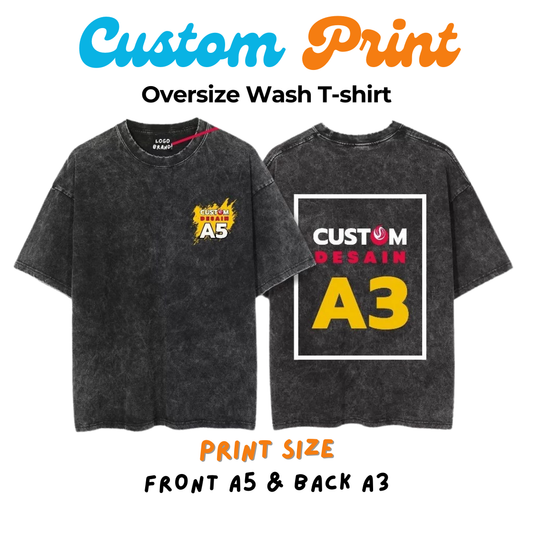 T-Shirt Custom Stone Wash Oversize - BLACK