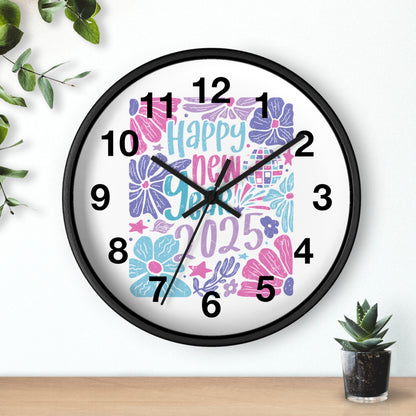 Boho Happy New Year 2025 Wall Clock