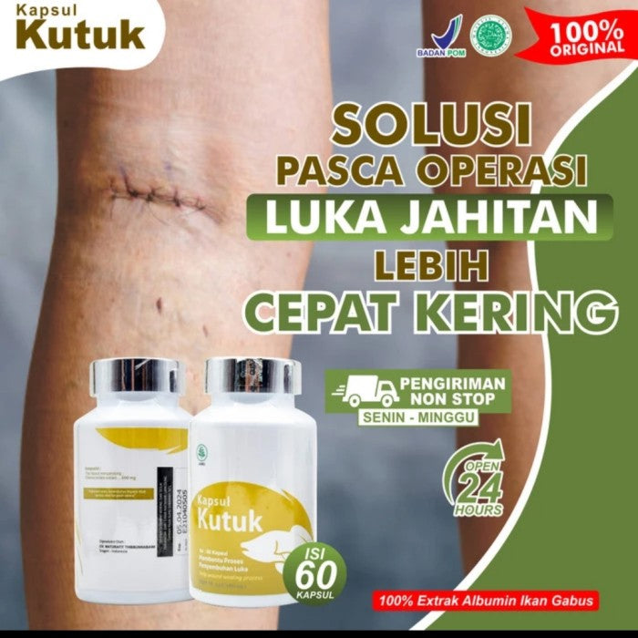 Kapsul Kutuk Premium Ekstrak Albumin Ikan Gabus 100% Original - Suplemen Herbal untuk Kesehatan dan Pemulihan Tubuh yang Alami