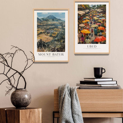 Minimalist Wall Decor with Bali Scenic Tourist Panorama, Frame Natural - Dekorasi Dinding Minimalis dengan Pemandangan Indah Bali