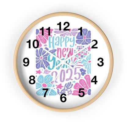 Boho Happy New Year 2025 Wall Clock