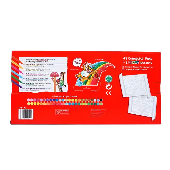 Faber-Castell Connector Pen Spidol Warna Set 48 Warna dengan Giant Poster - Kreativitas Tanpa Batas untuk Anak dan Dewasa