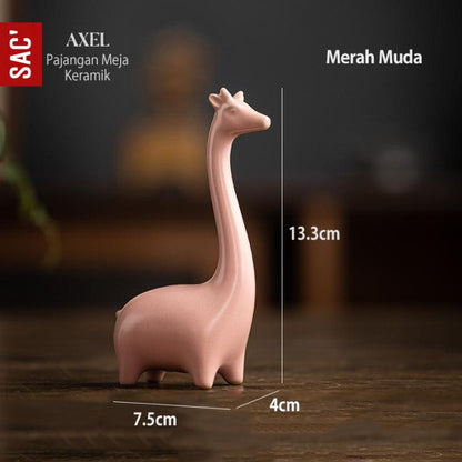 Pajangan Ornament Meja Patung Keramik Jerapah - Hiasan Rumah Giraffe Animal Statue untuk Dekorasi, Souvenir, atau Hadiah Unik yang Estetik dan Elegan