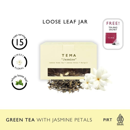 Tea Jar - Jasmine / Green JasmineTea Jar Jasmine / Green Jasmine - Kemasan Elegan untuk Teh Hijau Melati Premium, Aroma Segar dan Nikmat