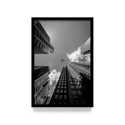 Poster Gedung Hitam Putih Wall Decor Monochrome Architecture Art Print, Frame Natural - Hiasan Dinding Minimalis dengan Sentuhan Monokrom dan Arsitektur Modern