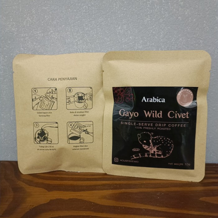 Drip Bag Coffee Gayo Wild Civet / Luwak Liar - Kopi Gayo Premium dengan Aroma Khas dan Cita Rasa Alami dari Luwak Liar