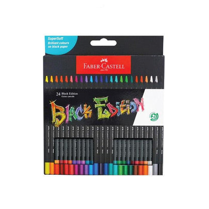 Faber-Castell Black Edition Pencils Series - Set 12 dengan Warna Cerah dan Halus untuk Seni dan Mewarnai, Cocok untuk Anak dan Dewasa