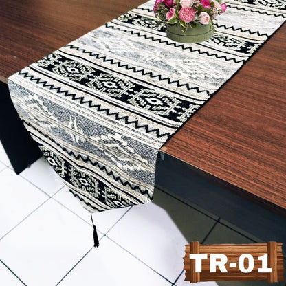 Table Runner Taplak Meja Tamu & Meja Makan Motif Tenun, Dekorasi Meja Etnik Khas Indonesia untuk Ruang Tamu dan Makan