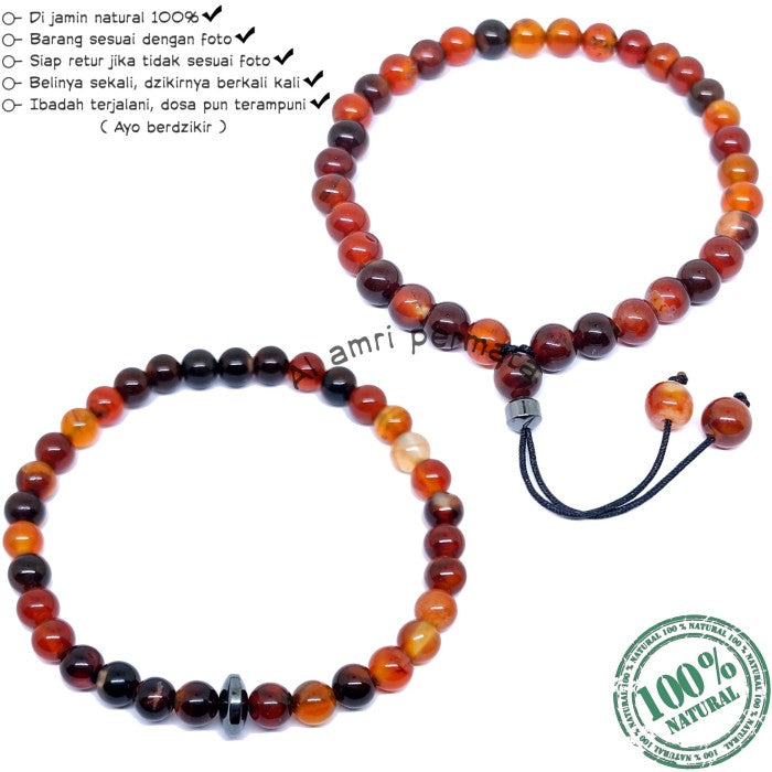 Gelang Batu Akik Sulaiman Madu - Gelang Tasbih Sulaiman Elegan dengan Aura Spiritual dan Desain Menawan untuk Koleksi atau Ibadah