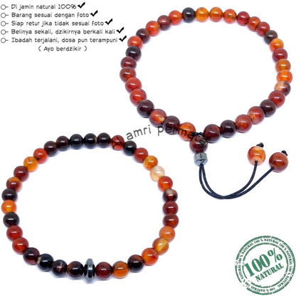 Gelang Batu Akik Sulaiman Madu - Gelang Tasbih Sulaiman Elegan dengan Aura Spiritual dan Desain Menawan untuk Koleksi atau Ibadah