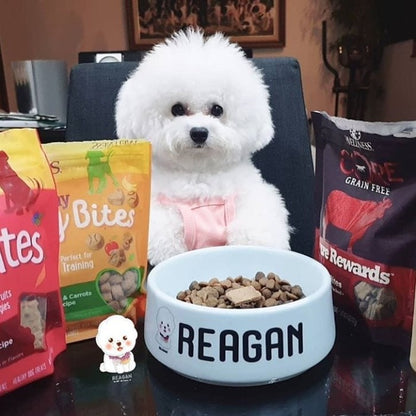 Pet Bowl Mangkok Makan Bahan Keramik untuk Anjing, Kucing, Kelinci, dan Hewan Lainnya - Dilengkapi Tatakan Kayu untuk Makan yang Praktis dan Elegan