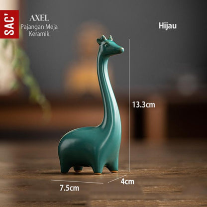 Pajangan Ornament Meja Patung Keramik Jerapah - Hiasan Rumah Giraffe Animal Statue untuk Dekorasi, Souvenir, atau Hadiah Unik yang Estetik dan Elegan