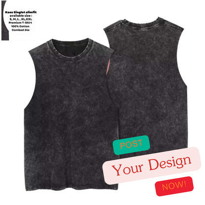 Custom Washed Slimfit Tanktop BLACK Regular Fit Perfect for Trendy Comfortable Daily Style