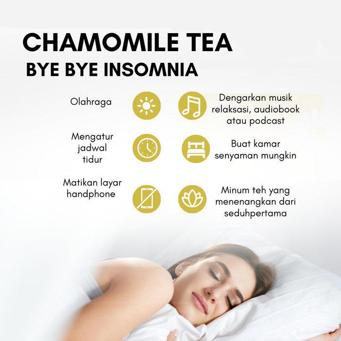 Chamomile Tea - Teh Bunga Chamomile Anti Insomnia, Teh Herbal Relaksasi Alami untuk Tidur Berkualitas dan Menenangkan Pikiran