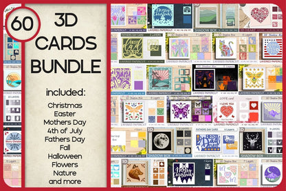 3D Layered Shadow Box Card Bundle - DIY Paper Craft Templates - Intricate Layered Designs for Home Décor, Gifts, & Special Occasions