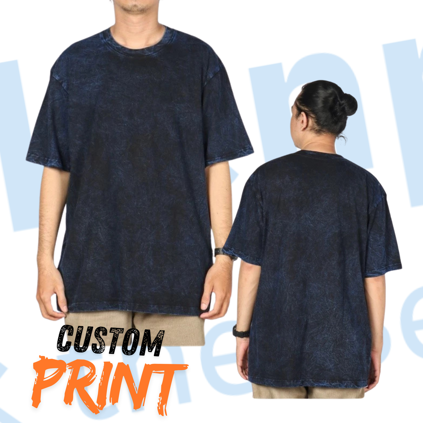 Custom Oversize Washed T-Shirt NAVY  Stonewash-Sandwash-Acidwash - Premium Cotton Combed Fabric Stylish and Comfortable for Everyday Wear