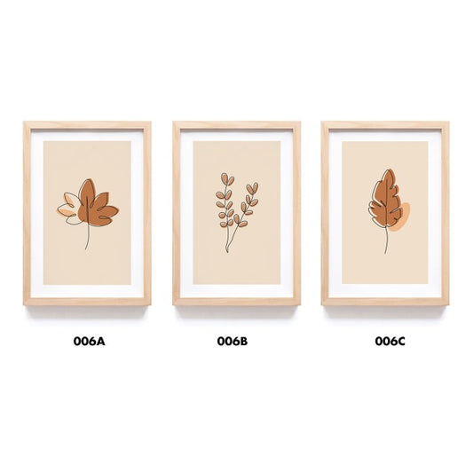 Dekorasi Dinding Aesthetic Motif Daun Coklat - Minimalis Home Decor, Frame Natural - Hiasan Dinding dengan Motif Daun Coklat yang Elegan dan Natural untuk Ruangan