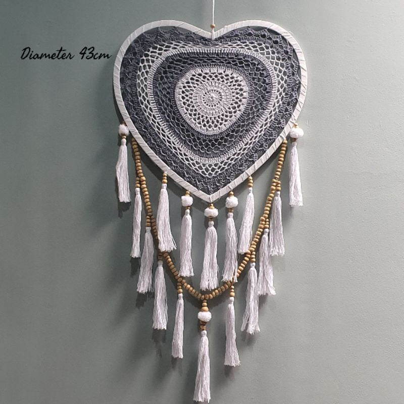 Wall Decor Hiasan Dinding Dream Catcher Macrame Sedang, Macrame Dreamcatcher Hiasan Rumah untuk Sentuhan Bohemian dan Estetik di Interior Anda