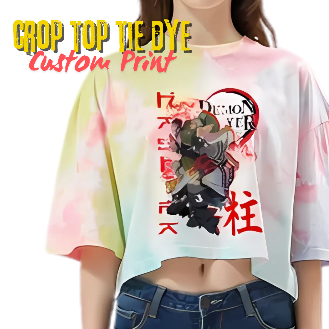 Custom Crop Top Tie Dye - Choose Oversized or Slim Fit - Perfect for Casual Looks or Layering Lightweight and Comfortable Cotton Fabric Design