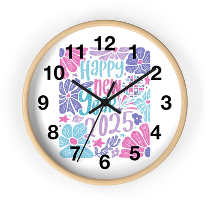 Boho Happy New Year 2025 Wall Clock