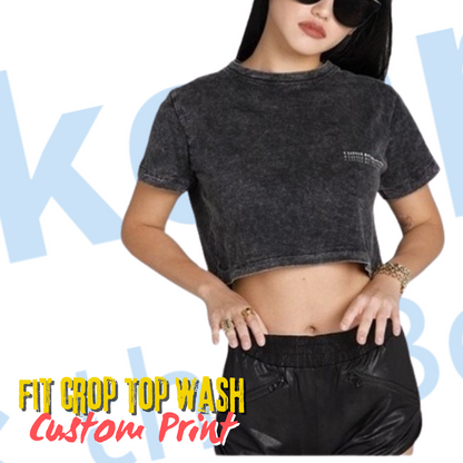 Custom Oversized Slimfit Washed BLACK Crop Top Tee - Perfect for Casual Wear-Personalized Style- Choose Your Design for Unique Comfort