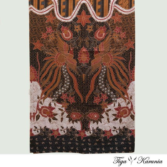 Kain Batik Print Cabut Solo Motif Burung dengan Colet Warna Merah Bahan Katun Halus dan Nyaman