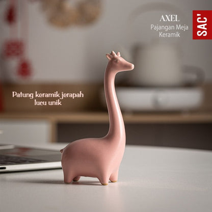 Pajangan Ornament Meja Patung Keramik Jerapah - Hiasan Rumah Giraffe Animal Statue untuk Dekorasi, Souvenir, atau Hadiah Unik yang Estetik dan Elegan