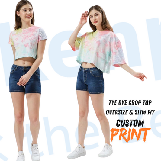 Custom Crop Top Tie Dye - Choose Oversized or Slim Fit - Perfect for Casual Looks or Layering Lightweight and Comfortable Cotton Fabric Design