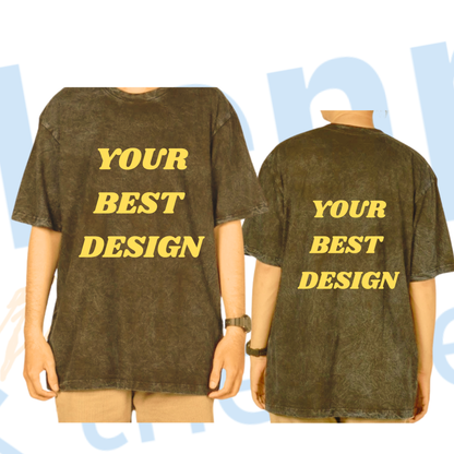 Custom Premium T-SHIRT BROWN Oversized Washed-Stonewash & Sandwash Design, Acid Wash Tee for Everyday Stylish Comfort