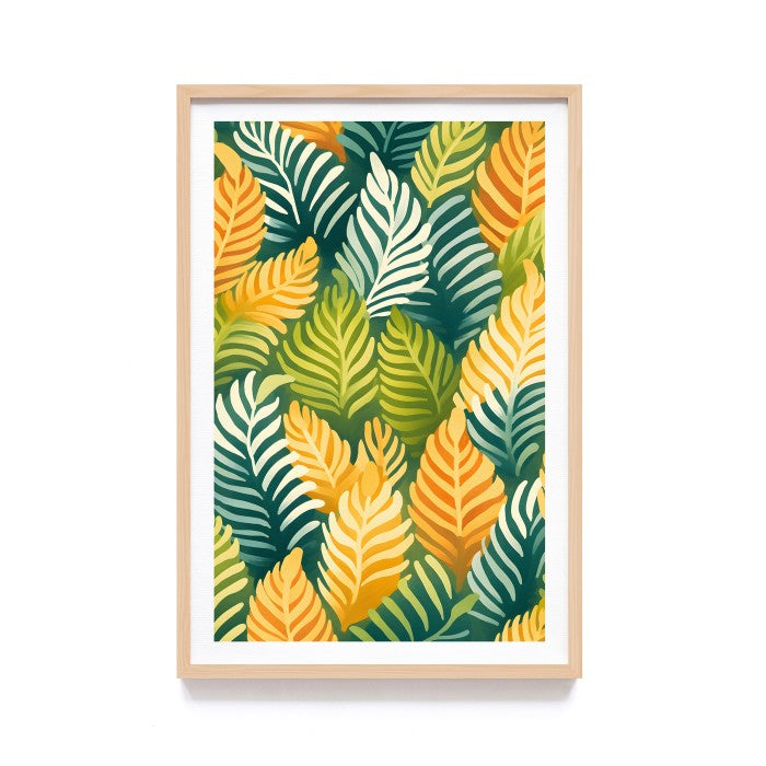 Poster Bingkai Kayu Estetik Lukisan Print Floral Tropical Watercolor, Frame Natural - Hiasan Dinding Aesthetic, Dekorasi Kamar dan Ruang Tamu dengan Sentuhan Tropikal