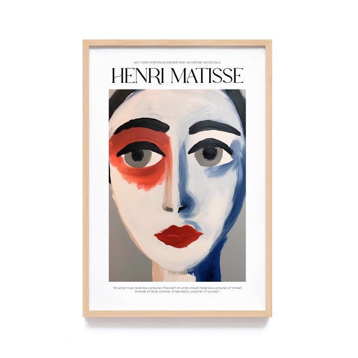 Wall Art Print Terinspirasi Style Lukisan Henri Matisse, Dekorasi Dinding dengan Frame Kayu Natural untuk Sentuhan Estetik Modern dan Minimalis