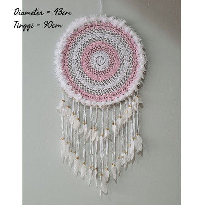 Wall Decor Hiasan Dinding Dream Catcher Macrame Sedang, Macrame Dreamcatcher Hiasan Rumah untuk Sentuhan Bohemian dan Estetik di Interior Anda