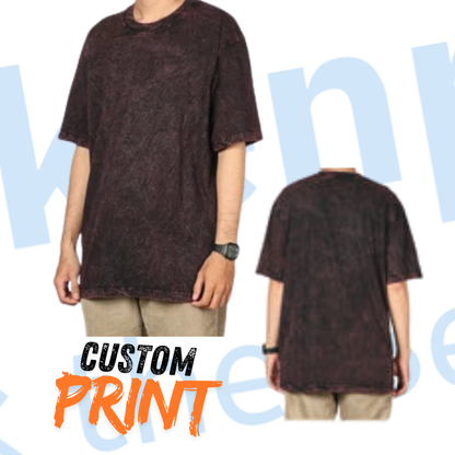 Custom Washed T-Shirt Maroon Oversize - Premium Stonewash Sandwash Tee- Acid Wash Design- New Stylish Article for Everyday Wear