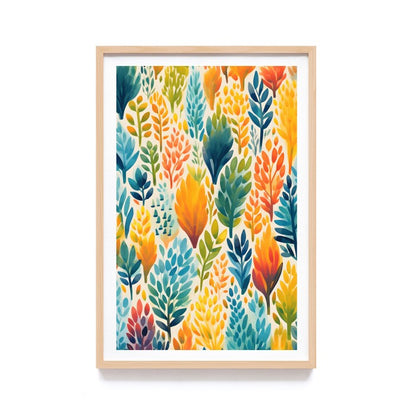 Poster Bingkai Kayu Estetik Lukisan Print Floral Tropical Watercolor, Frame Natural - Hiasan Dinding Aesthetic, Dekorasi Kamar dan Ruang Tamu dengan Sentuhan Tropikal