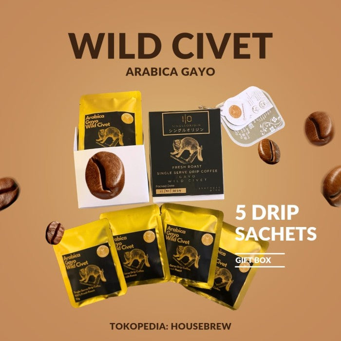 Drip Bag Coffee Gayo Wild Civet / Luwak Liar - Kopi Gayo Premium dengan Aroma Khas dan Cita Rasa Alami dari Luwak Liar