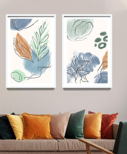 Wall Art Decor Abstract - Hiasan Dinding Abstrak Aesthetic dengan Frame Kayu Natural