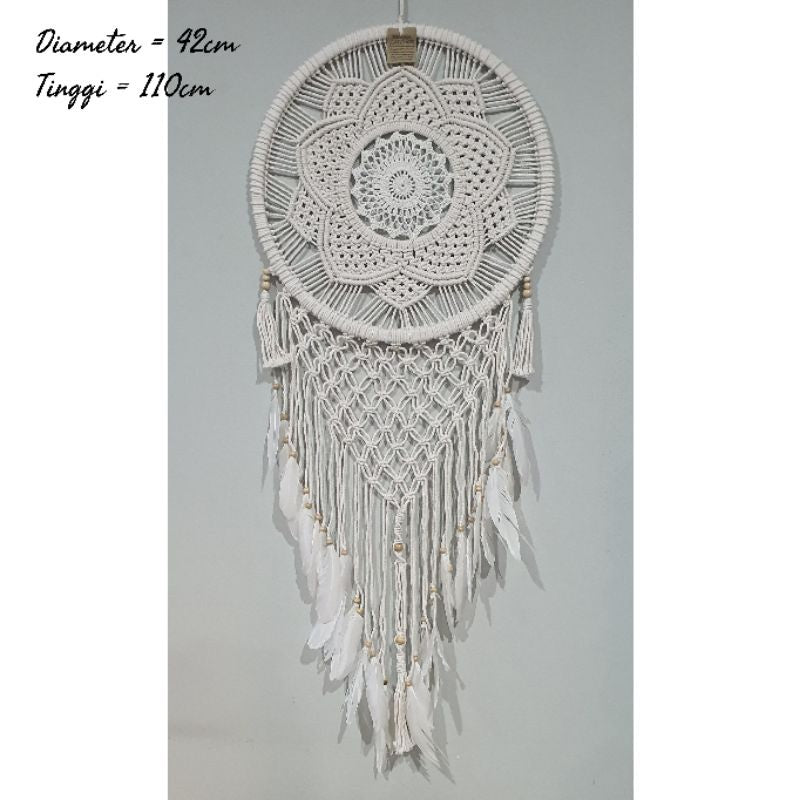 Wall Decor Hiasan Dinding Dream Catcher Macrame Sedang, Macrame Dreamcatcher Hiasan Rumah untuk Sentuhan Bohemian dan Estetik di Interior Anda