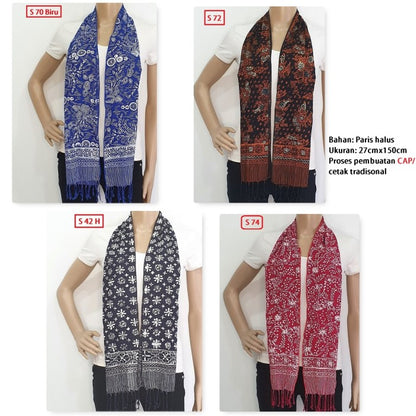 Syal Batik Scarf Batik Motif Etnik Tradisional, Aksesori Fashion Berkualitas, Cocok untuk Pakaian Sehari-hari dan Acara Formal