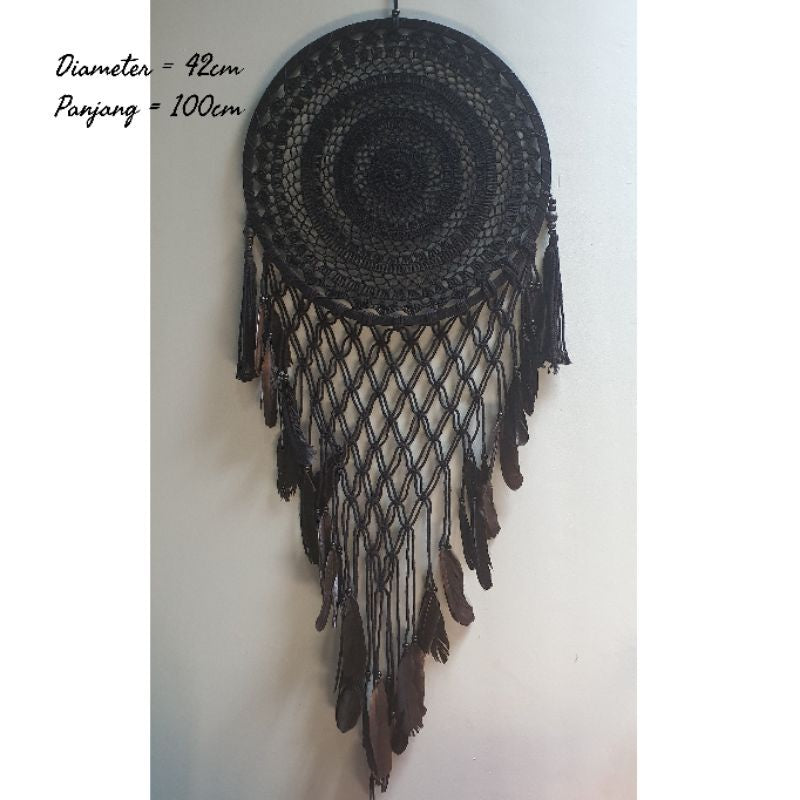 Wall Decor Hiasan Dinding Dream Catcher Macrame Sedang, Macrame Dreamcatcher Hiasan Rumah untuk Sentuhan Bohemian dan Estetik di Interior Anda