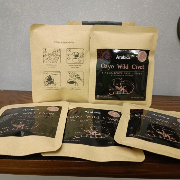 Drip Bag Coffee Gayo Wild Civet / Luwak Liar - Kopi Gayo Premium dengan Aroma Khas dan Cita Rasa Alami dari Luwak Liar