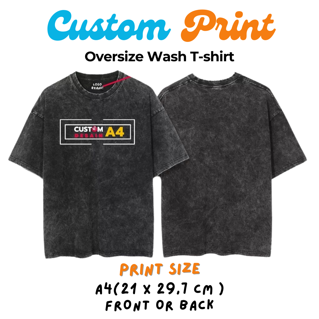 Custom Oversize Washed T-Shirt NAVY  Stonewash-Sandwash-Acidwash - Premium Cotton Combed Fabric Stylish and Comfortable for Everyday Wear