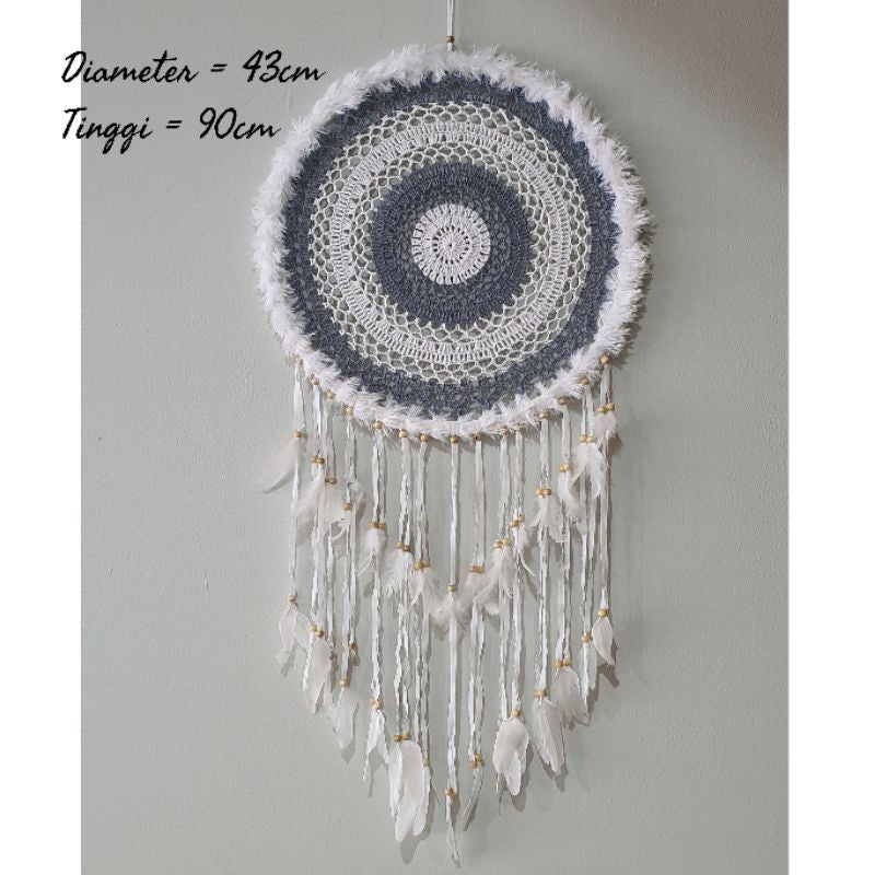 Wall Decor Hiasan Dinding Dream Catcher Macrame Sedang, Macrame Dreamcatcher Hiasan Rumah untuk Sentuhan Bohemian dan Estetik di Interior Anda