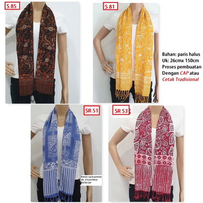 Syal Batik Scarf Batik Motif Etnik Tradisional, Aksesori Fashion Berkualitas, Cocok untuk Pakaian Sehari-hari dan Acara Formal